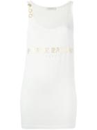 Pierre Balmain Logo Print Tank, Women's, Size: 44, White, Polyester/viscose/spandex/elastane