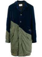 Greg Lauren Velvet Contrast Military Coat - Blue