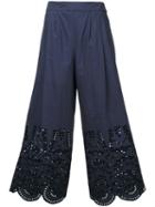 Muveil - Cropped Trousers - Women - Cotton - 38, Blue, Cotton