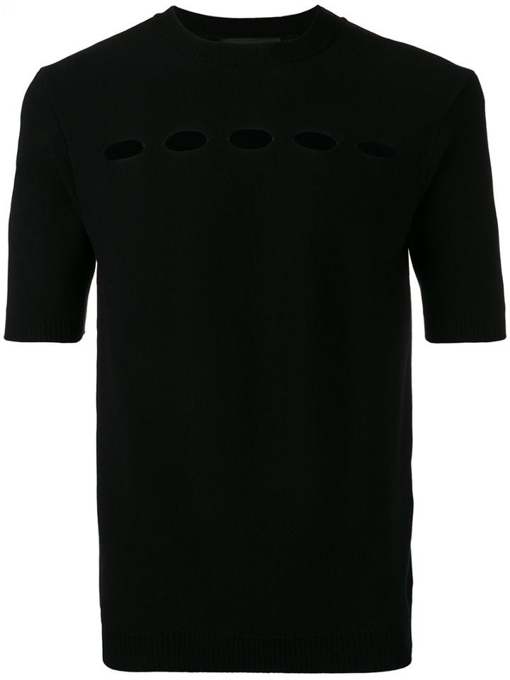 Diesel Black Gold Oval Cut Out Knitted T-shirt, Men's, Size: Large, Polyester/viscose
