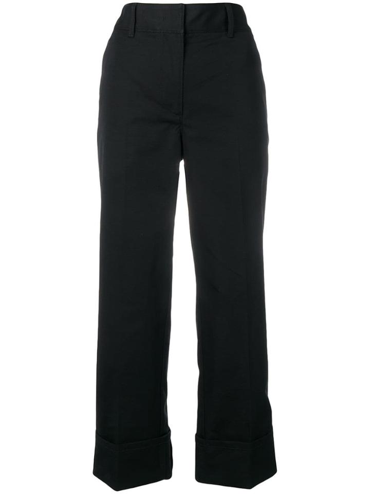 Prada Cropped Straight Leg Trousers - Black