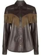 Skiim Lenny Fringe Detail Leather Shirt - Brown