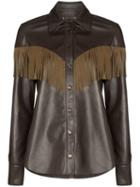 Skiim Lenny Fringe Detail Leather Shirt - Brown