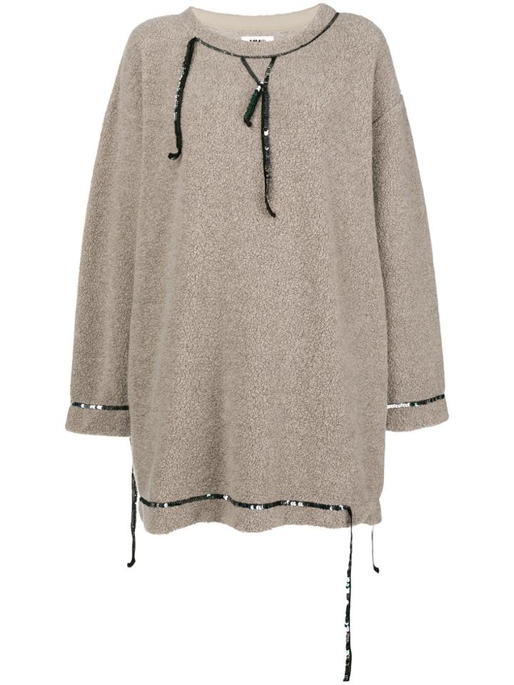 Mm6 Maison Margiela Fleece Sequin Trim Dress - Grey