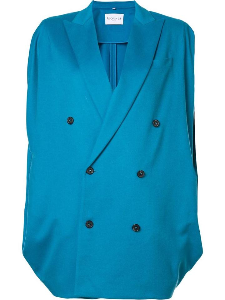 Vionnet Double Breasted Batwing Coat, Women's, Size: 38, Blue, Virgin Wool/angora