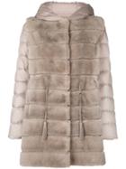 Liska Hooded Padded Coat - Nude & Neutrals