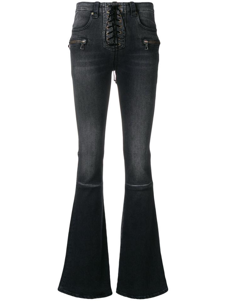Unravel Project Lace-up Flared Jeans - Black