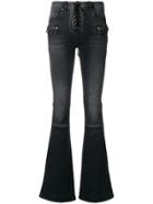 Unravel Project Lace-up Flared Jeans - Black