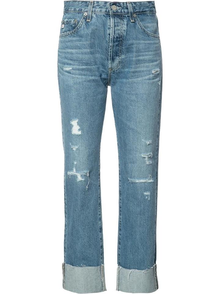 Ag Jeans Cropped Boyfriend Jeans, Women's, Size: 24, Blue, Cotton