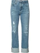 Ag Jeans Cropped Boyfriend Jeans, Women's, Size: 24, Blue, Cotton