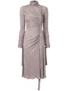 Dalood Ruched Side-button Dress - Brown