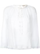Bellerose - Drawstring Sheer Blouse - Women - Silk - 1, White, Silk