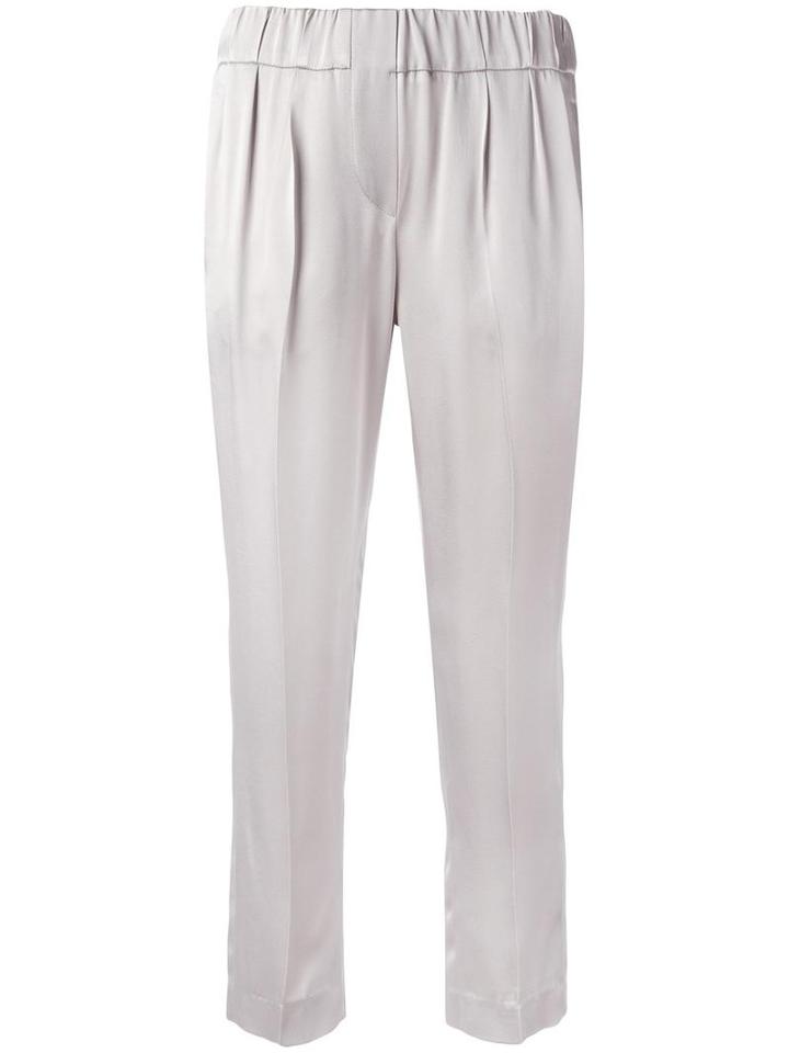 Brunello Cucinelli Slim-fit Cropped Trousers, Women's, Size: 44, Nude/neutrals, Acetate/viscose/polyester
