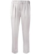 Brunello Cucinelli Slim-fit Cropped Trousers, Women's, Size: 44, Nude/neutrals, Acetate/viscose/polyester