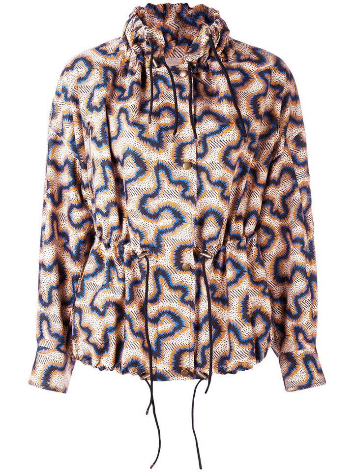 Isabel Marant - Printed Drawstring Jacket - Women - Cotton/linen/flax - 38, Nude/neutrals, Cotton/linen/flax