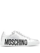 Moschino Leather Metallic Sneakers - Silver
