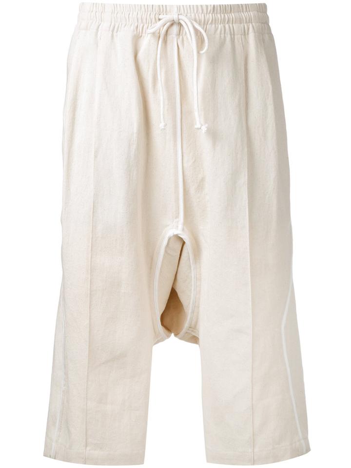 Abasi Rosborough Drop-crotch Track Shorts, Men's, Size: Large, White, Cotton