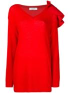 Valentino Ruffled Shoulder Sweater - Red