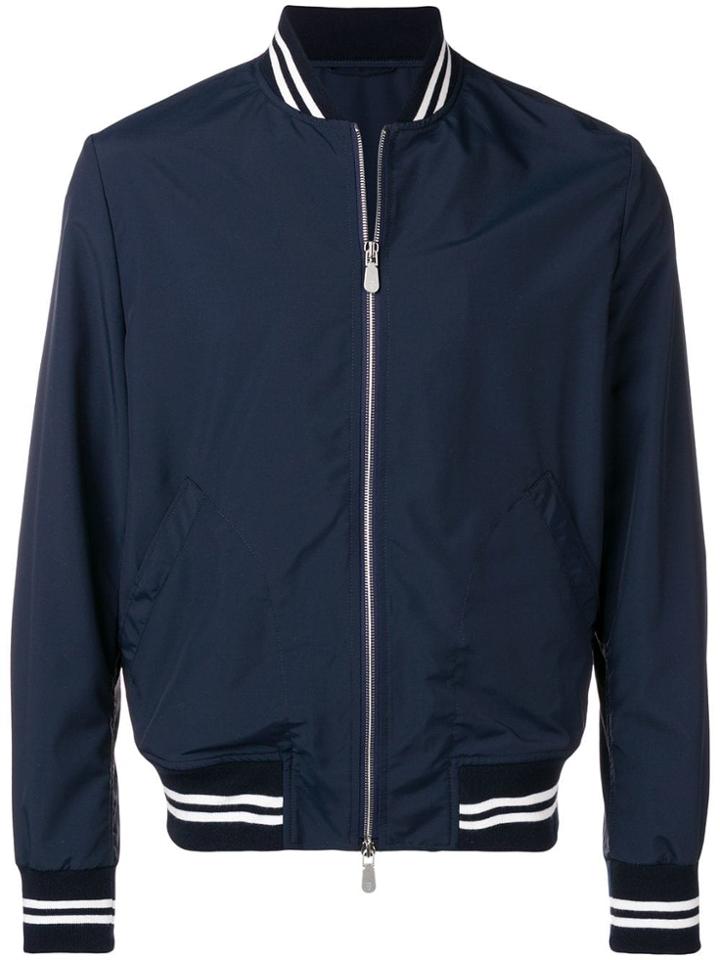Eleventy Ribbed Detailed Bomber Jacket - Blue