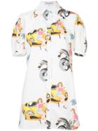 Maxine Beiny Print Flared Shirt Dress - White