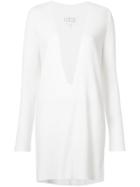 Maison Margiela Deep V-neck Fitted Dress - White