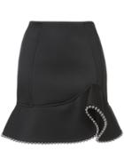 Alexander Wang - Studded Trim Ruffled Skirt - Women - Polyester - 6, Black, Polyester