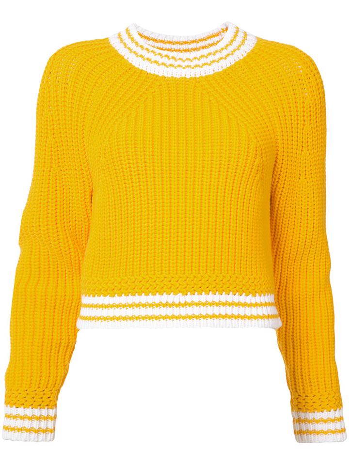 Milly Fisherman Knit Sweater, Women's, Size: Small, Yellow/orange, Cotton/polyimide