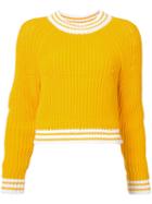 Milly Fisherman Knit Sweater, Women's, Size: Small, Yellow/orange, Cotton/polyimide