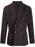 Lardini Check-print Double-breasted Jacket - Brown