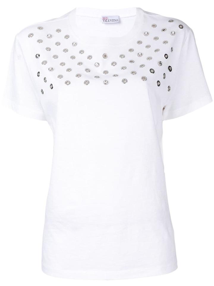 Red Valentino Eyelet Embellished T-shirt - White