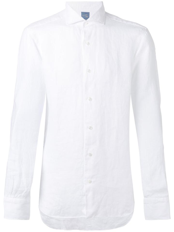 Barba - Curved Hem Shirt - Men - Linen/flax - 39, White, Linen/flax