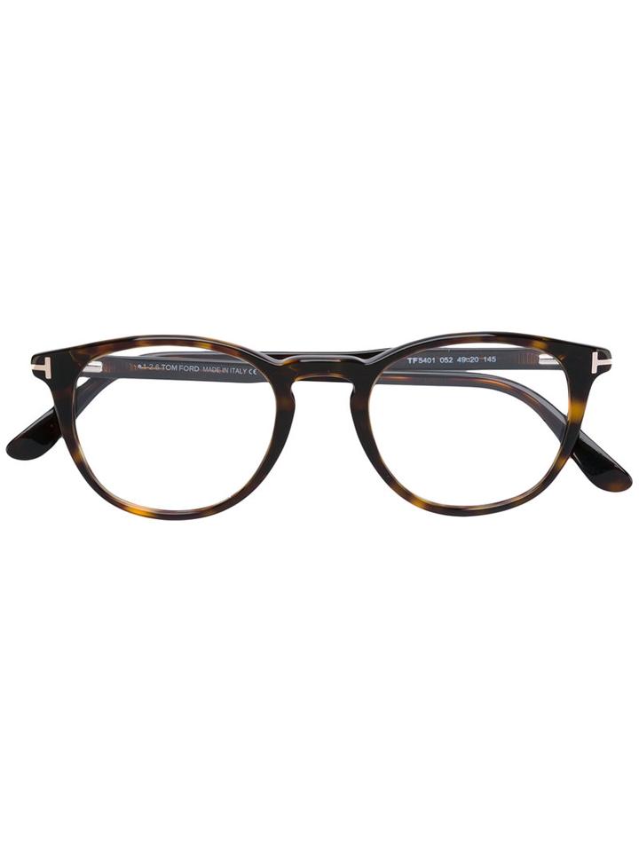 Tom Ford Eyewear - Round Frame Glasses - Unisex - Acetate - 51, Brown, Acetate