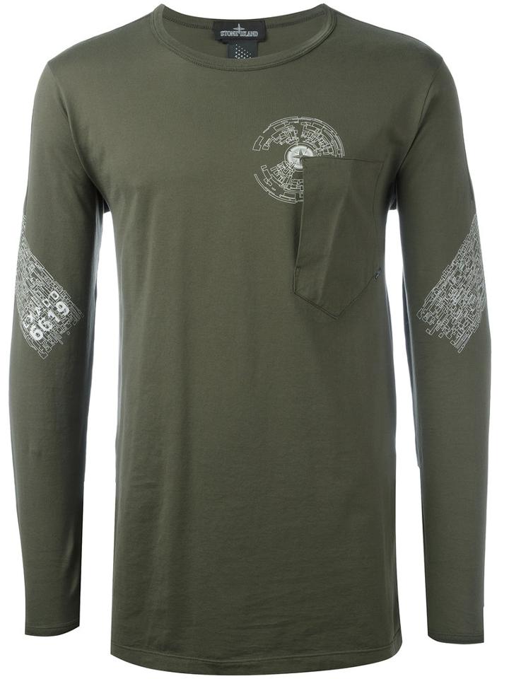Stone Island Shadow Project Patch Pocket T-shirt, Men's, Size: Medium, Green, Cotton