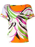 Emilio Pucci Printed T-shirt, Women's, Size: 38, White, Viscose/spandex/elastane