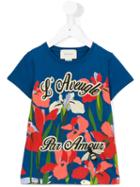 Gucci Kids Floral Print T-shirt, Girl's, Size: 10 Yrs, Blue