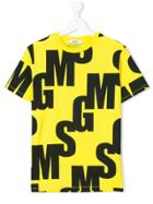 Msgm Kids Monogram Print T-shirt - Yellow & Orange
