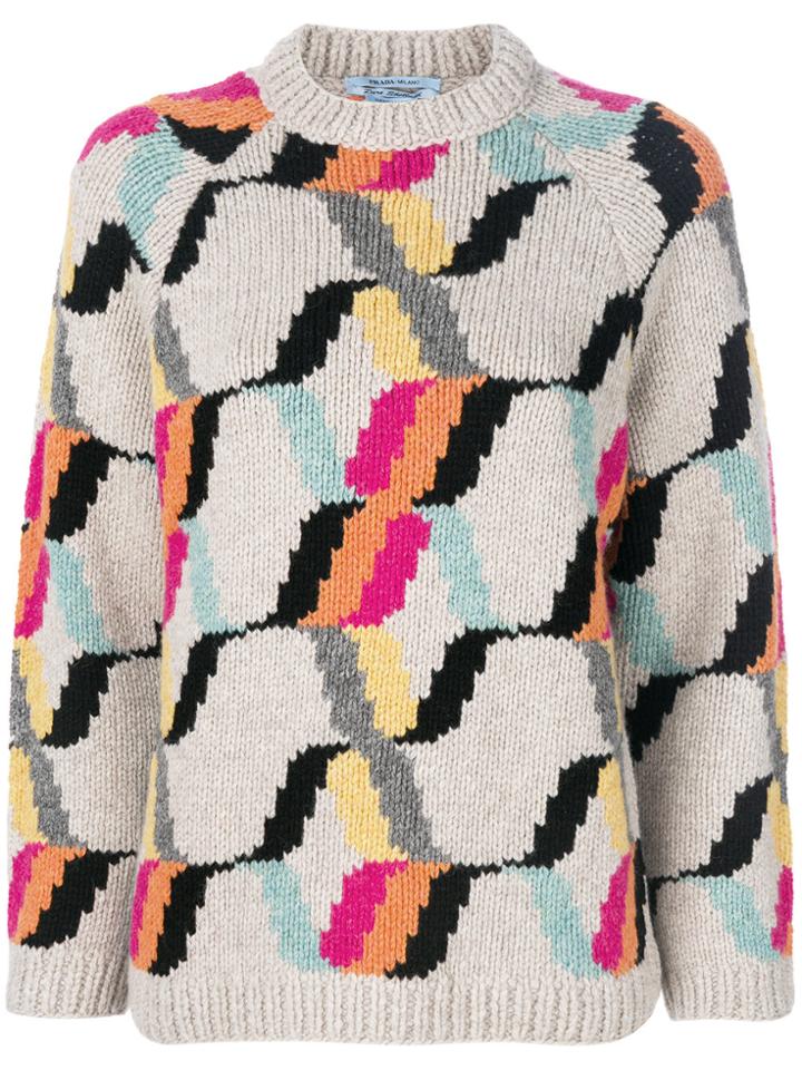 Prada Patterned Jumper - Grey