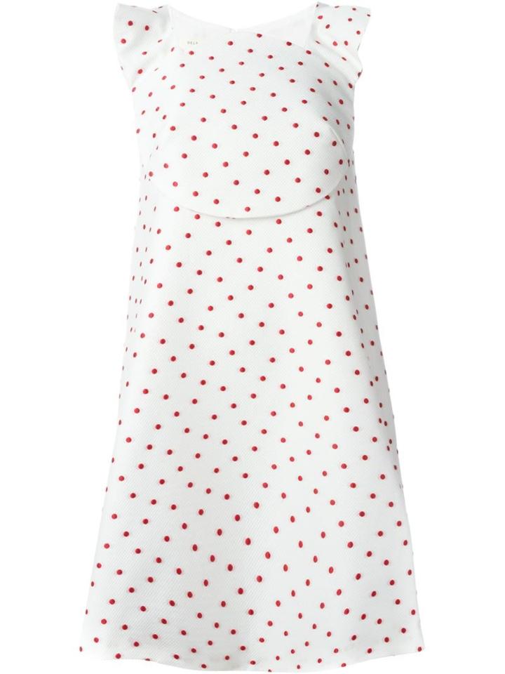 Delpozo Polka Dot A-line Dress, Women's, Size: 38, White, Cotton/polyester/polyamide/cotton