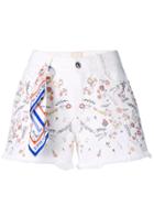 Ermanno Scervino Embellished Denim Shorts - White