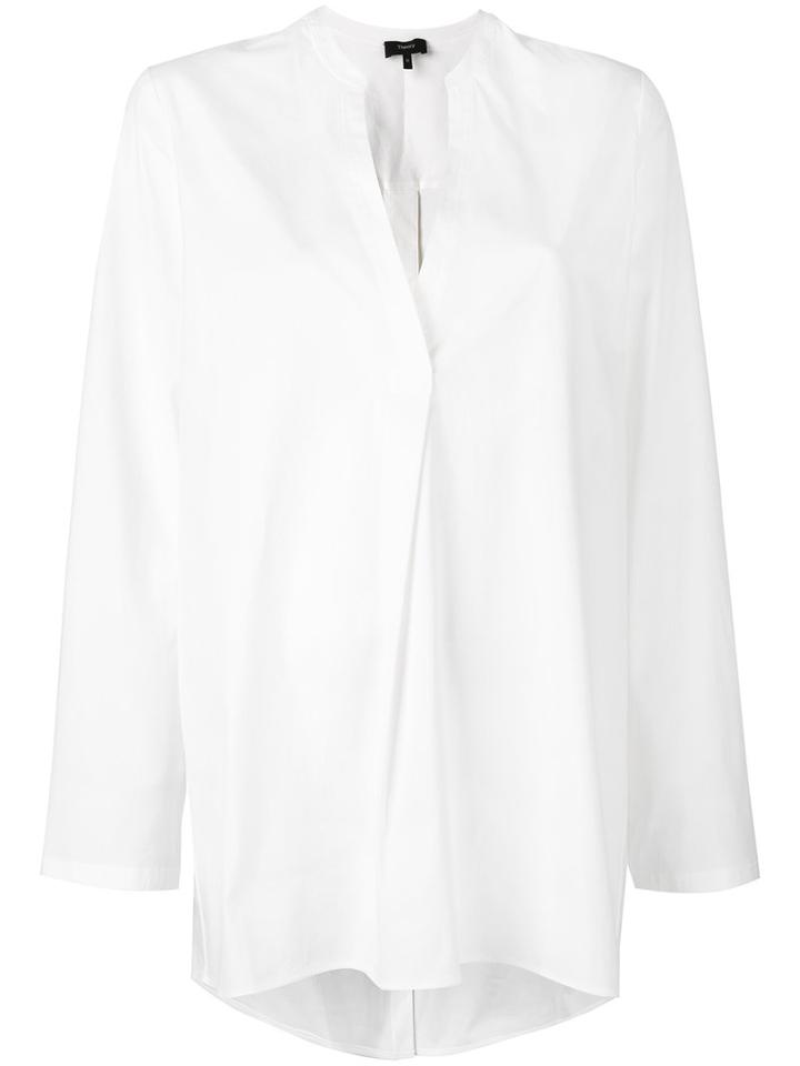Theory - V-neck Blouse - Women - Cotton/spandex/elastane - Xs, Women's, White, Cotton/spandex/elastane