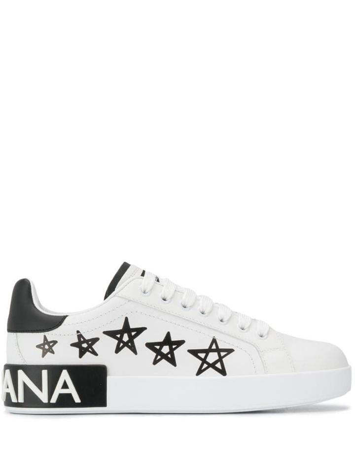 Dolce & Gabbana Portofino Star Print Sneakers - White