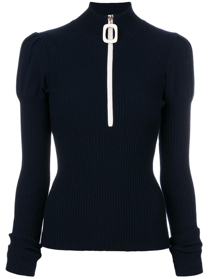 Aviù Ribbed Zip Sweater - Blue