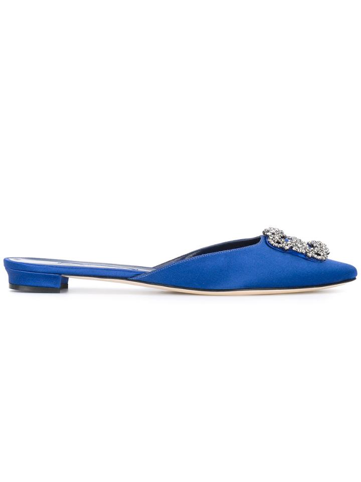Manolo Blahnik Hangisi Slippers - Blue
