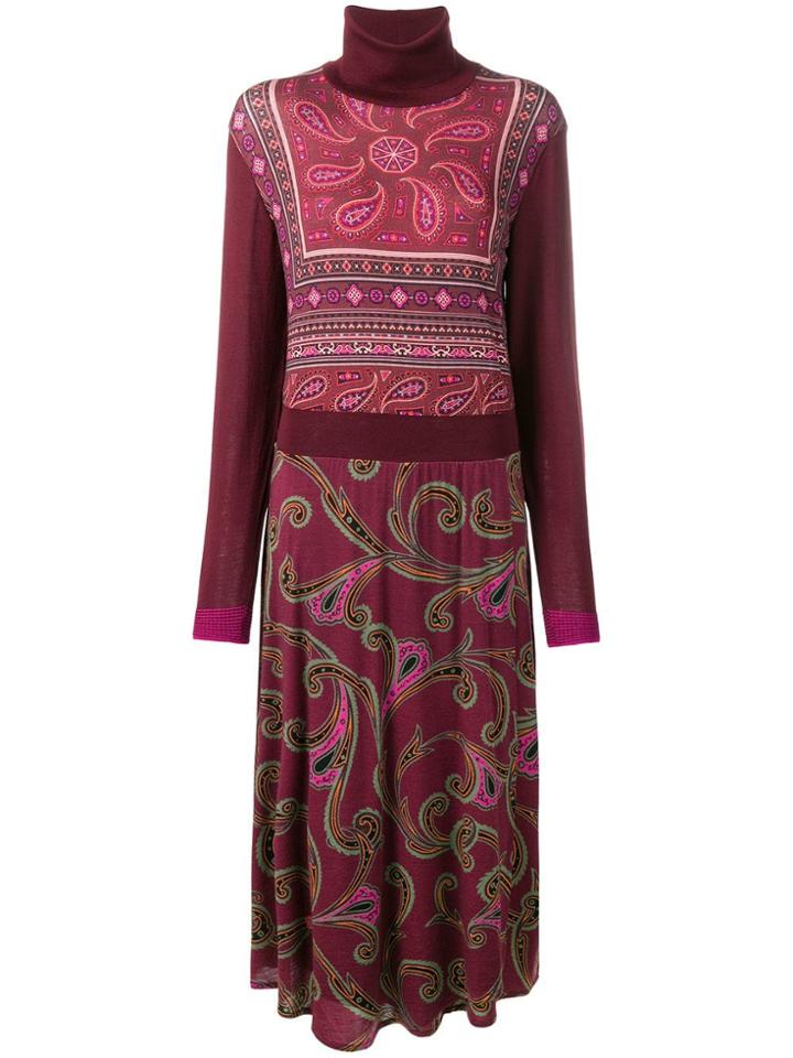 Etro Paisley Pattern Knitted Dress - Red