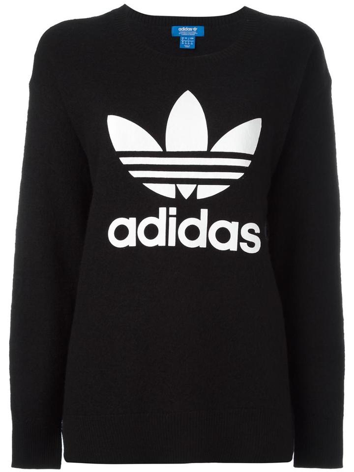 Adidas Originals Logo Knit Sweater, Women's, Size: 44, Black, Wool