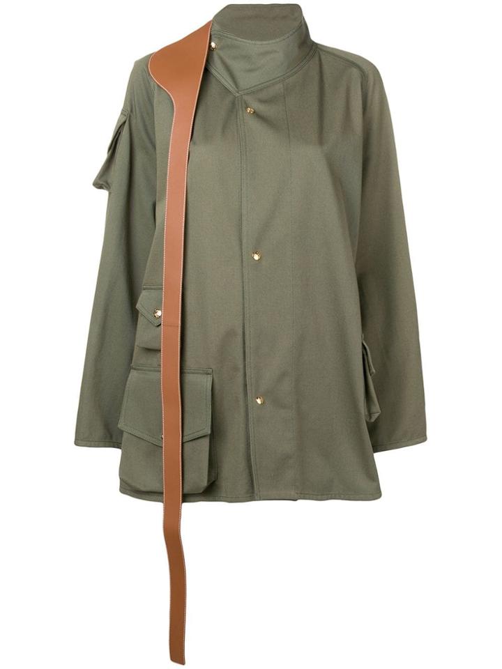 Loewe Leather Strap Flap Pocket Jacket - Green