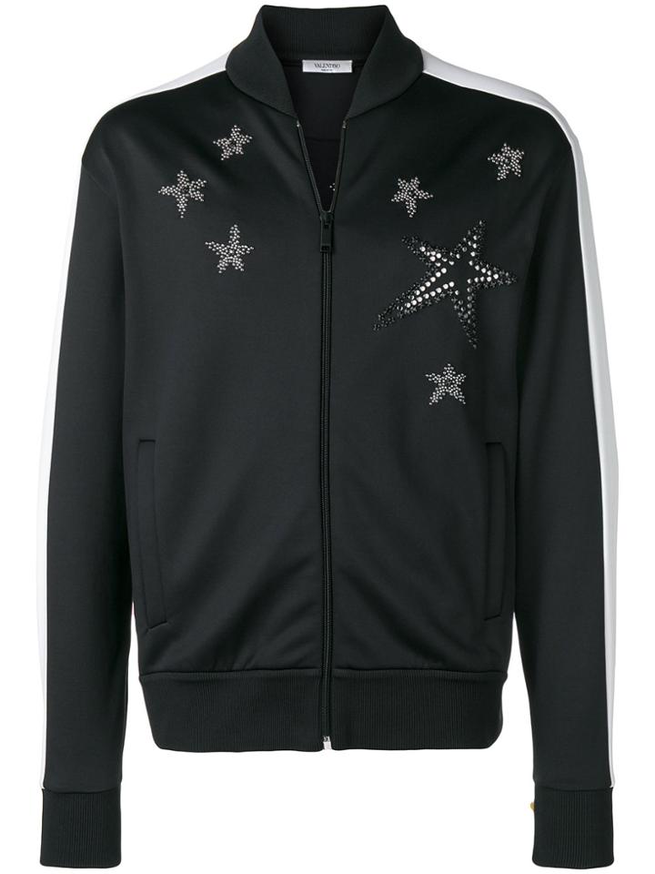 Valentino Star Embellished Bomber Jacket - Black
