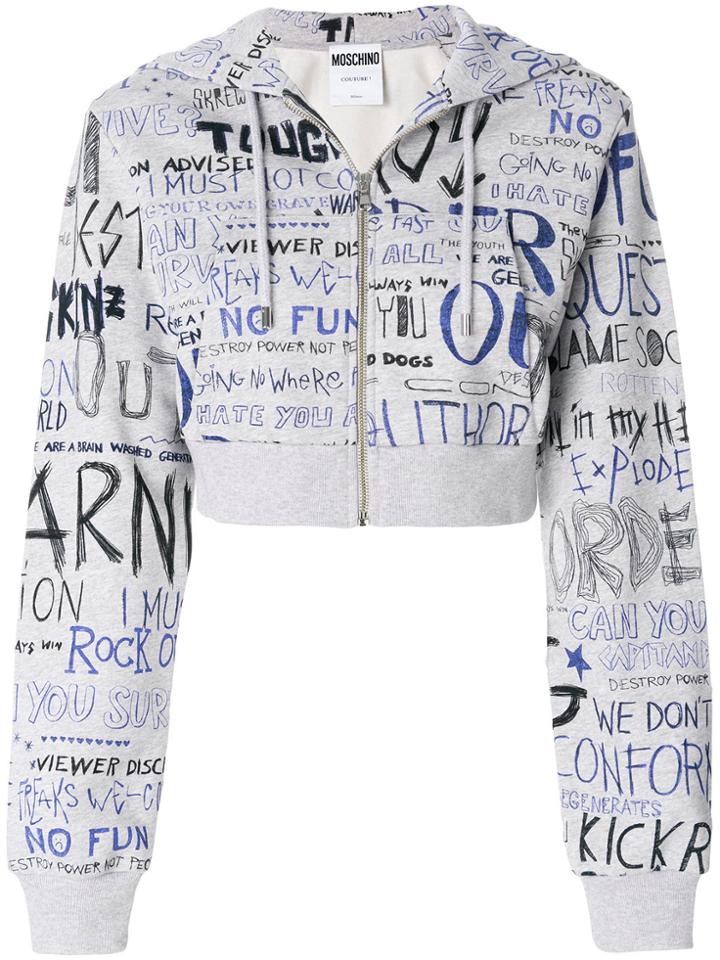Moschino Printed Hoodie - Grey