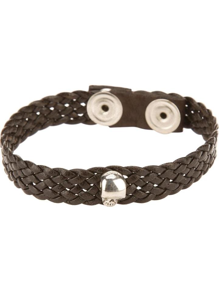 Very Gavello Flat Weave Skull Bracelet