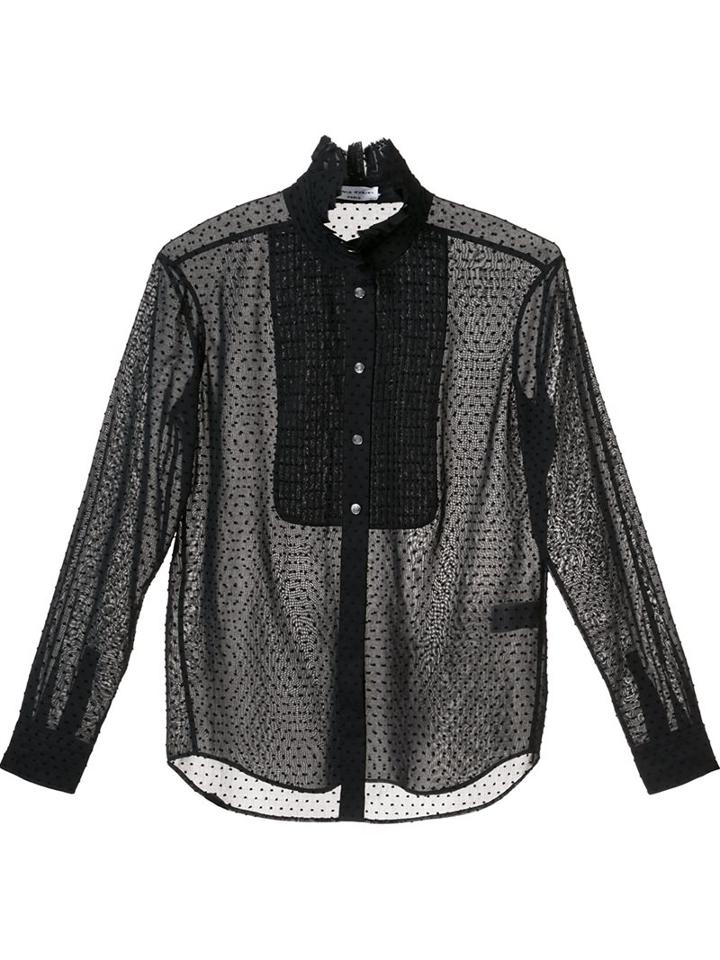 Sonia Rykiel Ruffled Collar Shirt, Women's, Size: 36, Black, Cotton